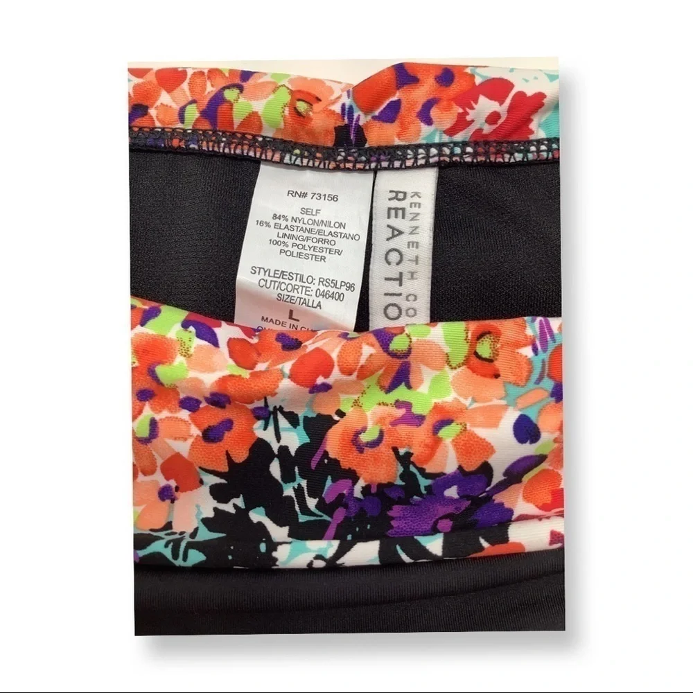 Kenneth Cole Reaction Size Large Thick Floral Waist Bikini Bottom. New With Tags